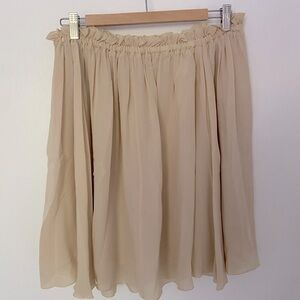 SEE By Chloé Cream Silk Knee-Length Skirt